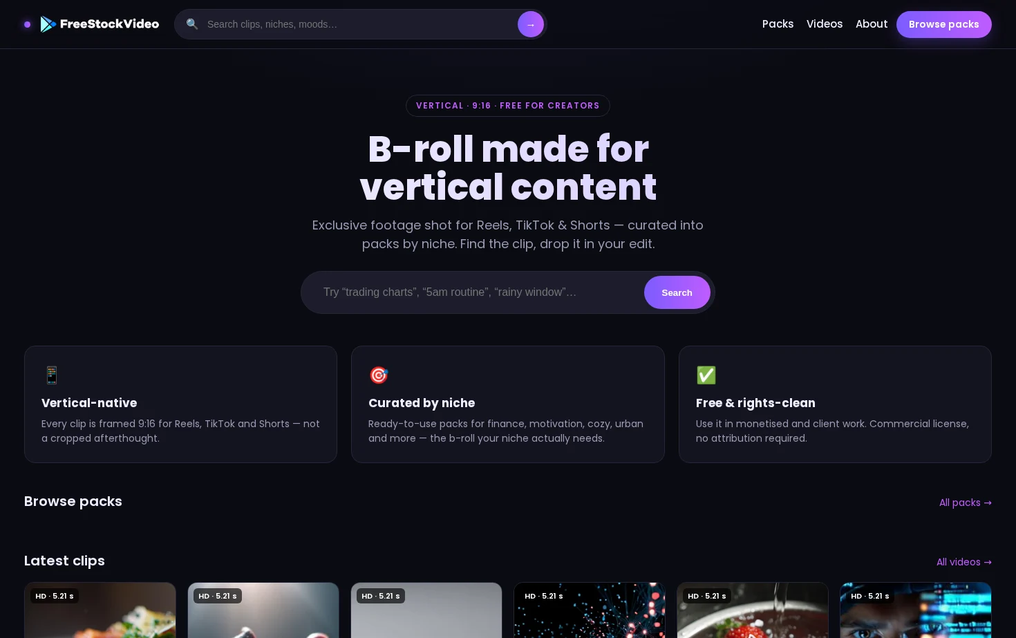 free-stock.video 页面快照